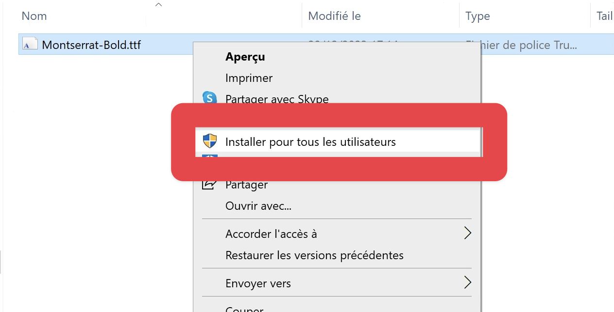 Installer la Police sur Windows